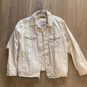 Topshop Moto Cream Oversized Denim Jacket w/ Rips